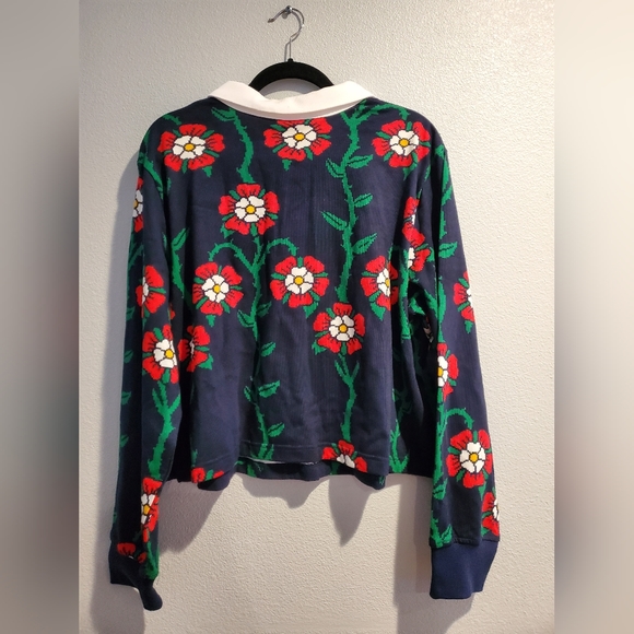 Women's Rose Print Collared Long Sleeve Rugby Shirt - Rowing Blazers - Picture 8 of 9